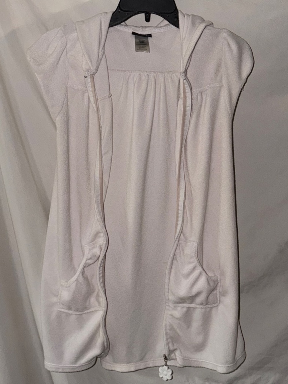 Joe Boxer White Hooded Terry Cover-Up Vest with Front Pockets